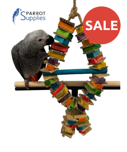 Parrot-Supplies Stacks of Shredding Diamond Large Card & Wood Parrot Toy